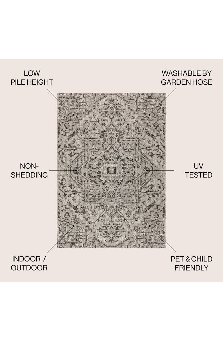 JONATHAN Y Estrella Bohemian Medallion Textured Weave Indoor/Outdoor Area Rug, Alternate, color, Black/Gray