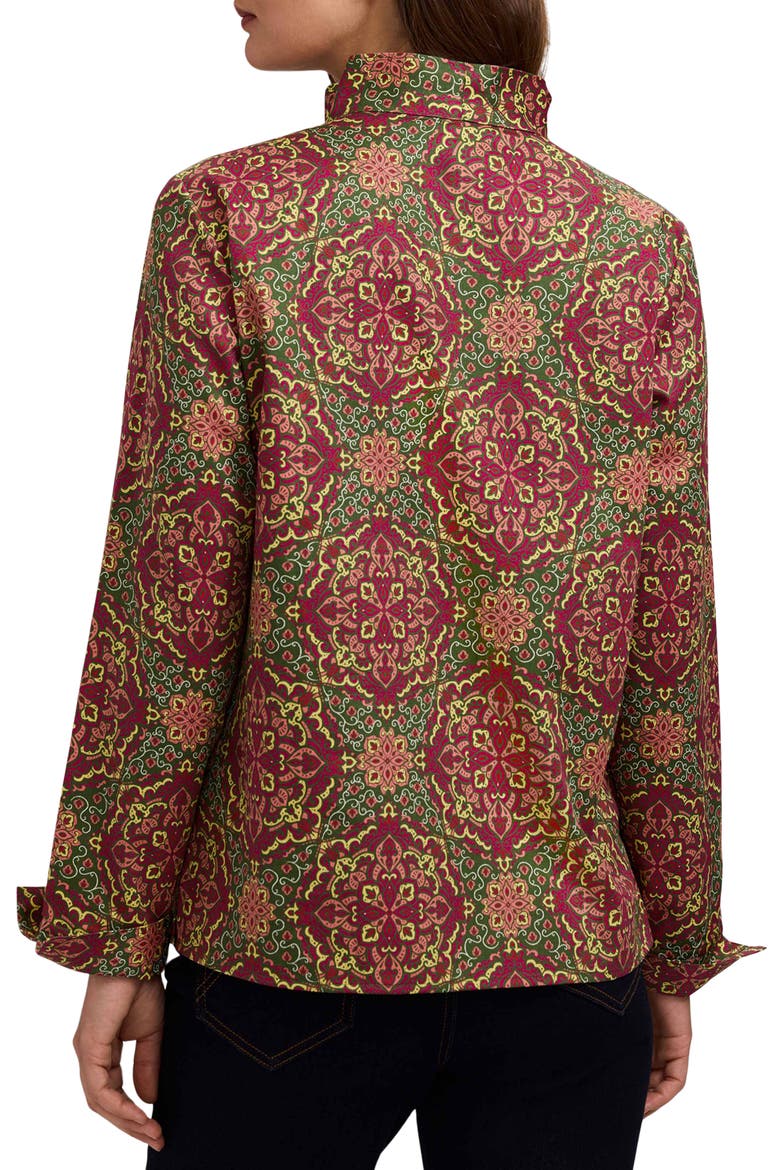 Tammy Medallion Print Ruffle Collar Cotton Top, Alternate, color, RED/ MULTI