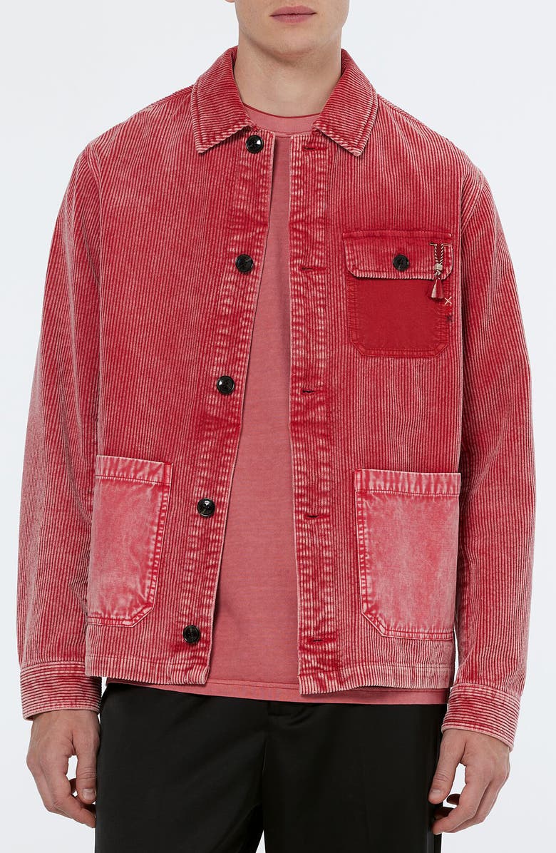 Scotch & Soda Washed Corduroy Worker Jacket, Main, color, Dusty Red