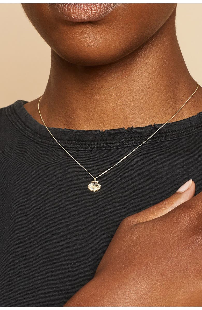 Oradina 14K Yellow Gold Seashell Pendant Necklace, Alternate, color, Yellow Gold