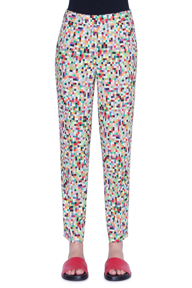Maiko Pixel Print Crepe Ankle Pants, Main, color, PIXELPRINT ALLOVER