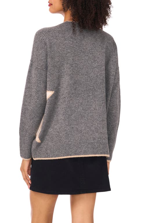 Vince Camuto Star Detail Crewneck Sweater In Gray