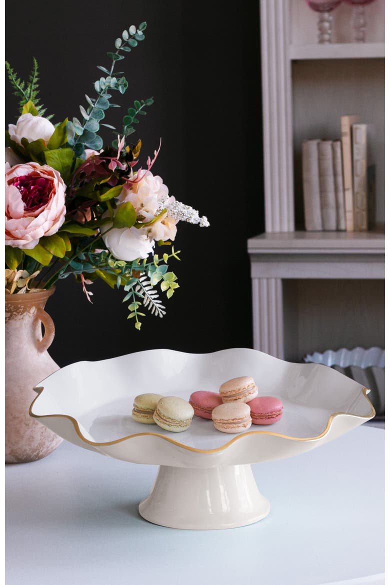 Encanto Carola Pedestal Cake Plate, Alternate, color, Cream and White