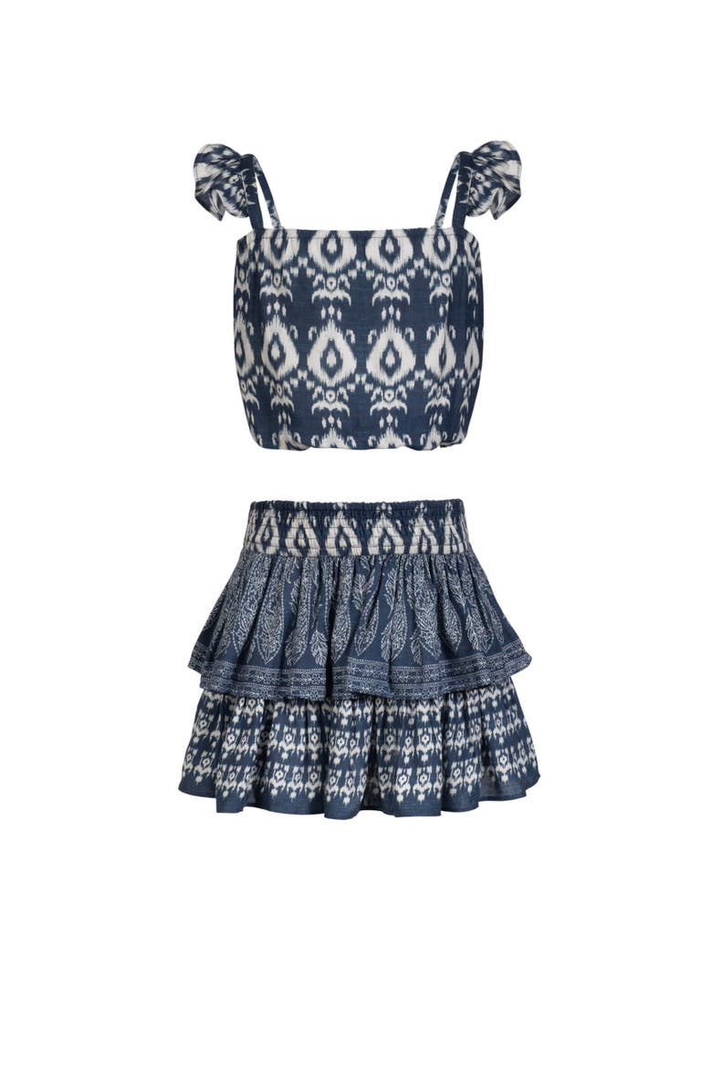 Change of Scenery Bryn Bubble Top & Tiered Skirt Set, Main, color, Tivara Ikat
