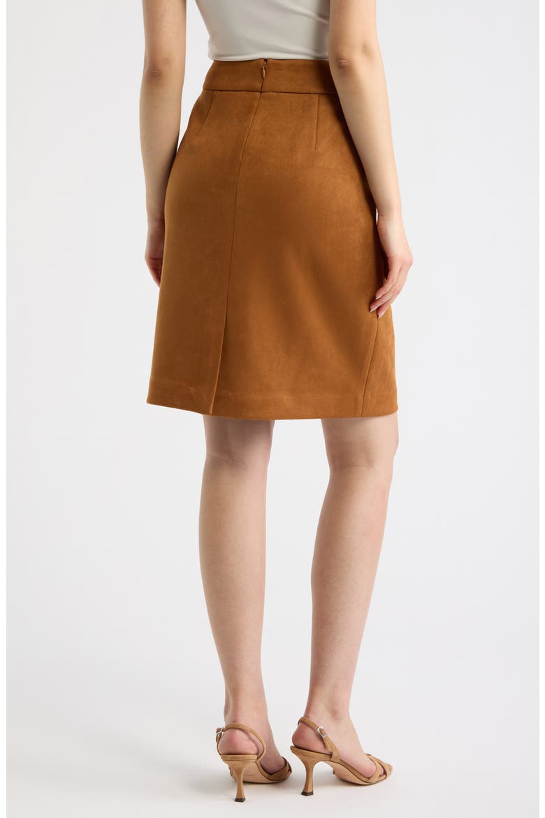 Faux Suede Pencil Skirt, Alternate, color, LUGGAGE