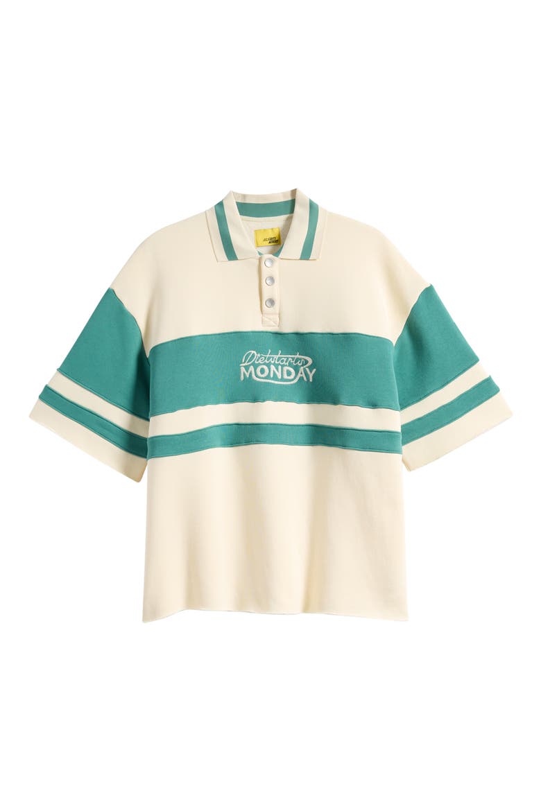 Fleece Panel Polo, Main, color, CREAM/ EMERALD