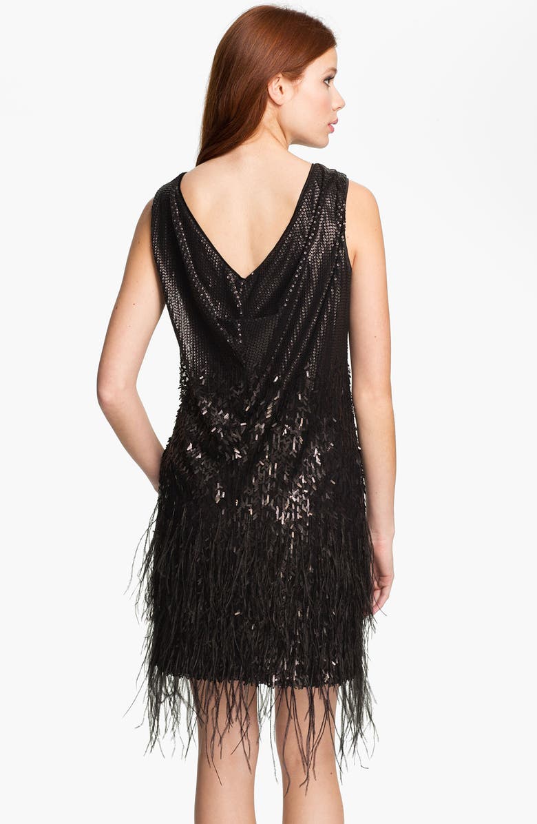 Jessica Simpson Sequin & Feather Detail Shift Dress, Alternate, color, 
