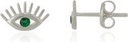 Spero London Emerald Color Eye Stud Earring Sterling Silver
