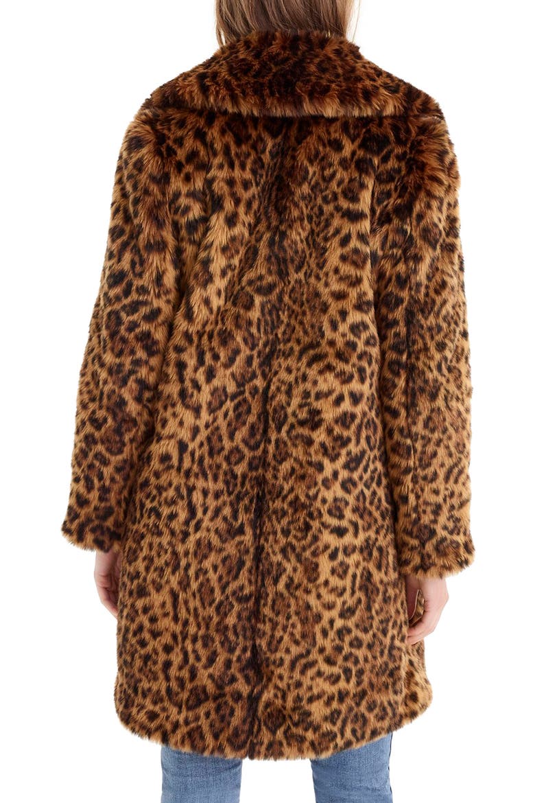 Leopard Print Faux Fur Coat, Alternate, color, LEOPARD