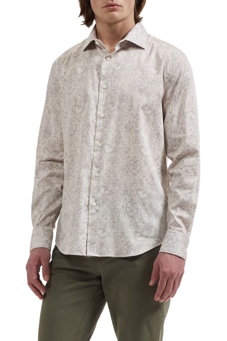 Axel Long Sleeve Patterned Shirt, Main, color, LIMESTONE