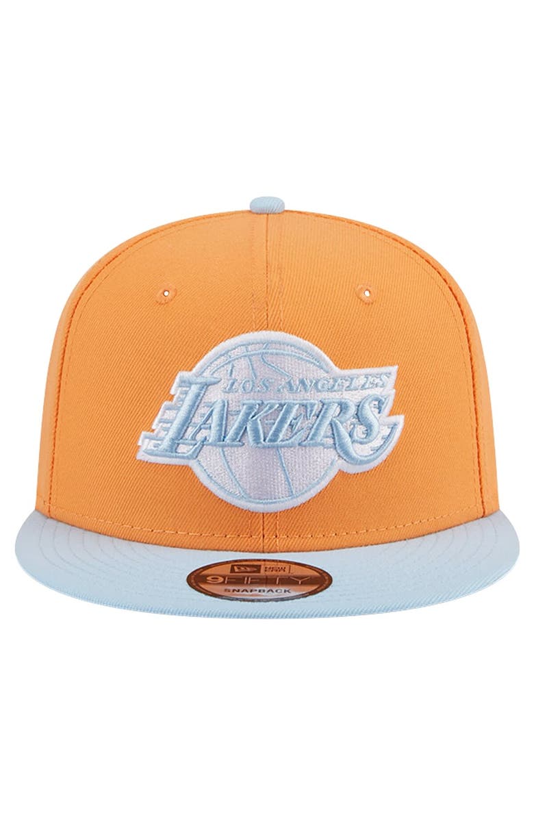 New Era Men's New Era Orange/Light Blue Los Angeles Lakers 2-Tone Color Pack 9FIFTY Snapback Hat, Alternate, color,