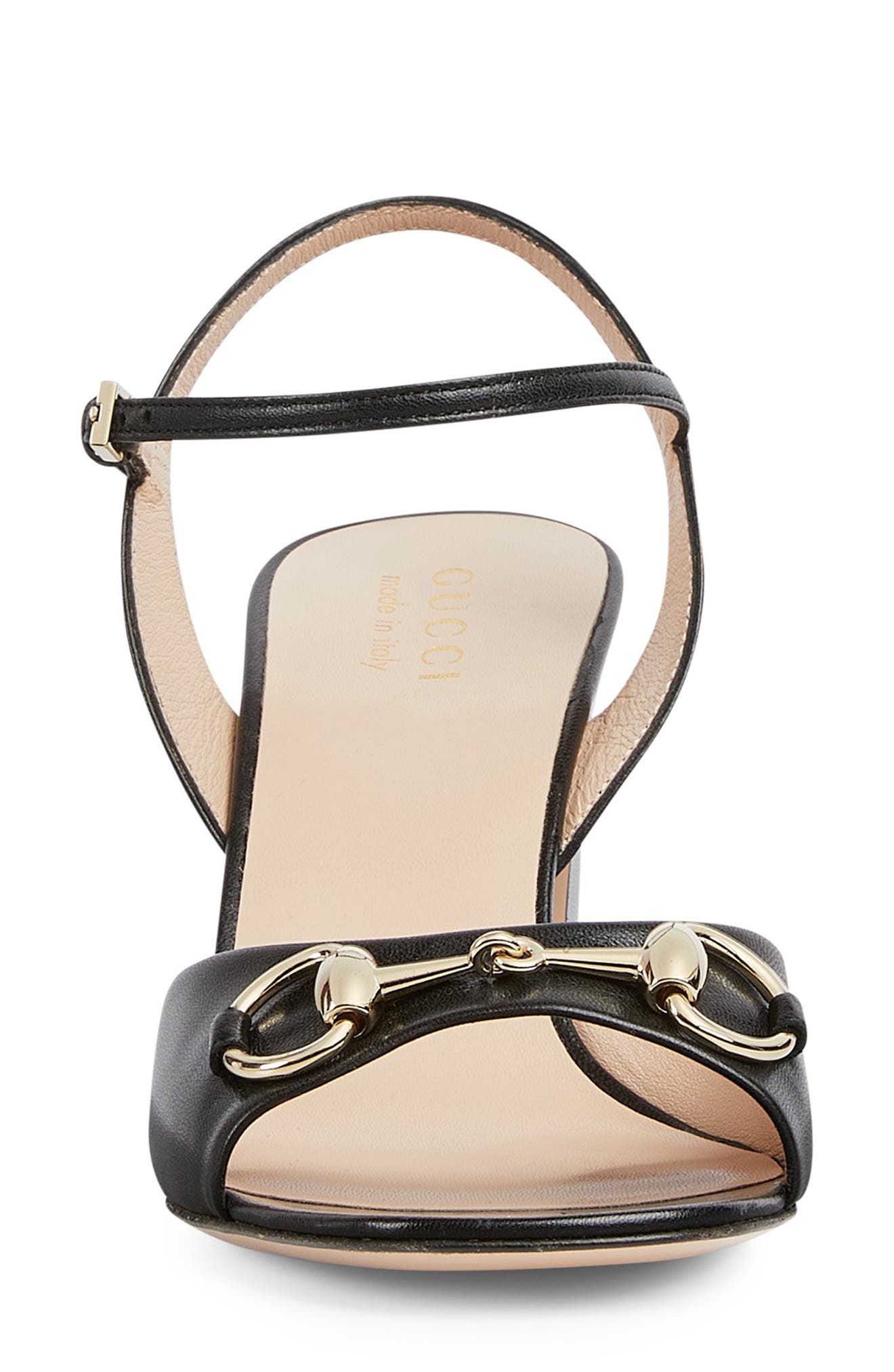 Gucci Horsebit Block Heel Sandal, Alternate, color, Nero