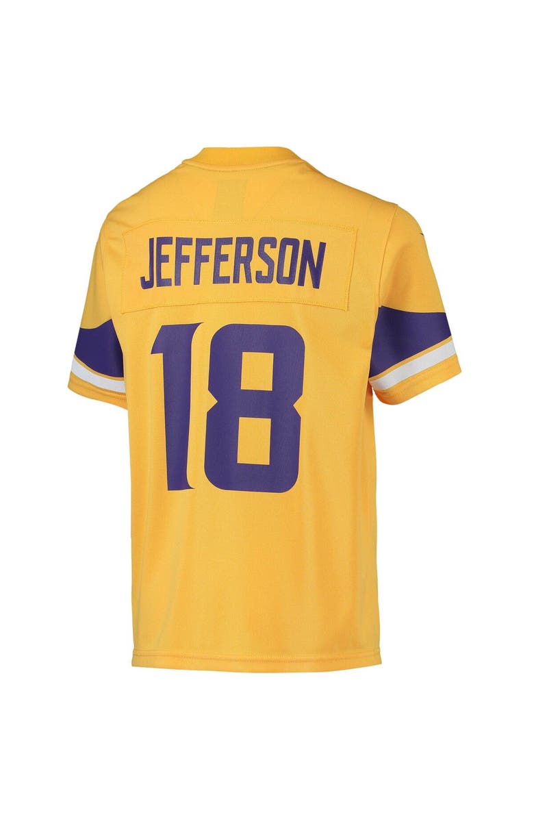 Nike Youth Nike Justin Jefferson Gold Minnesota Vikings Inverted Team Game Jersey, Alternate, color, 