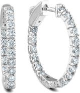 Bliss Diamond 1Ct Diamond Hoops Inside Outside 1" Tall Lab Grown
