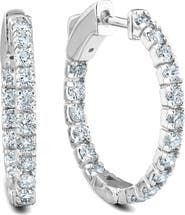 Bliss Diamond 1Ct Diamond Hoops Inside Outside 1" Tall Lab Grown