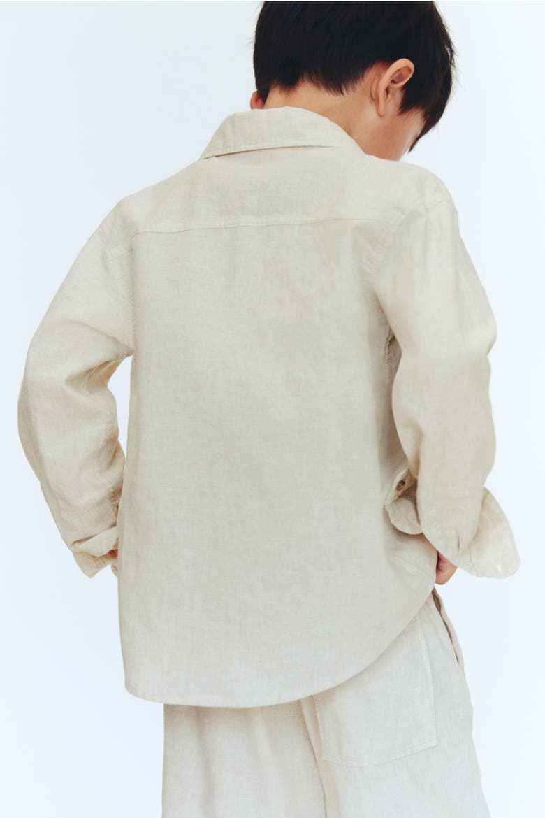 Linen-blend Shirt, Alternate, color, Light beige