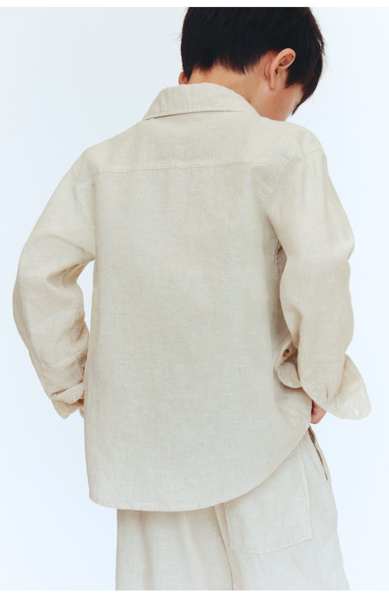 H&M Linen-blend shirt, Alternate, color, Light Beige