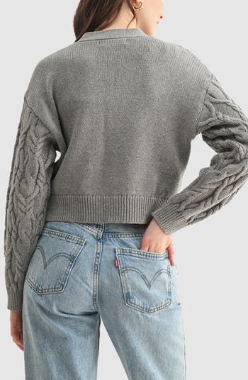 Cable Crop V-Neck Cardigan
