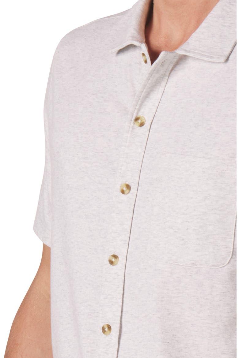 Puremeso Solid Short Sleeve Knit Button-Up Shirt, Alternate, color, STONE