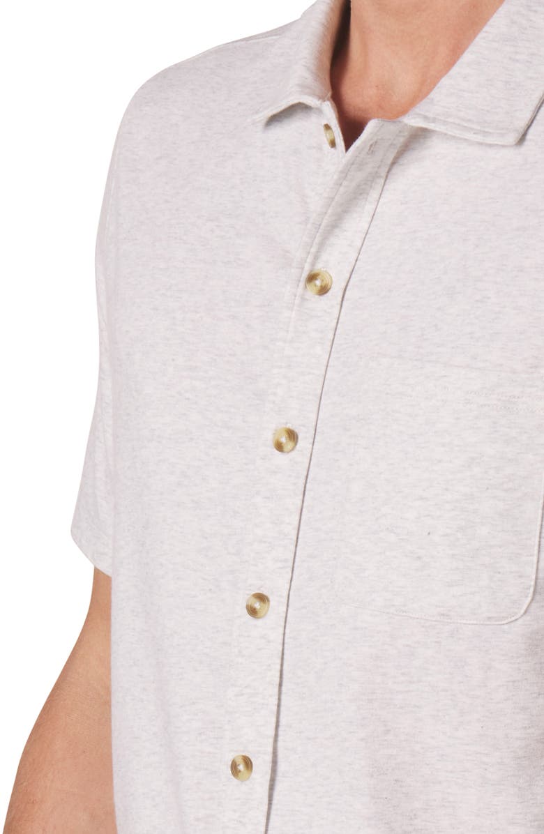 The Normal Brand Puremeso Solid Short Sleeve Knit Button-Up Shirt, Alternate, color, Stone