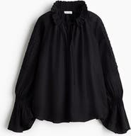 H&M Embroidered Linen-blend Blouse