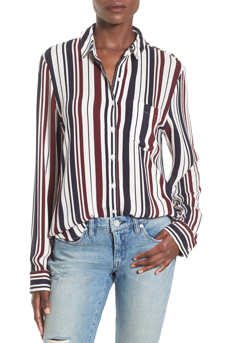 Stripe Shirt, Main, color, BURGUNDY NAVY STRIPE