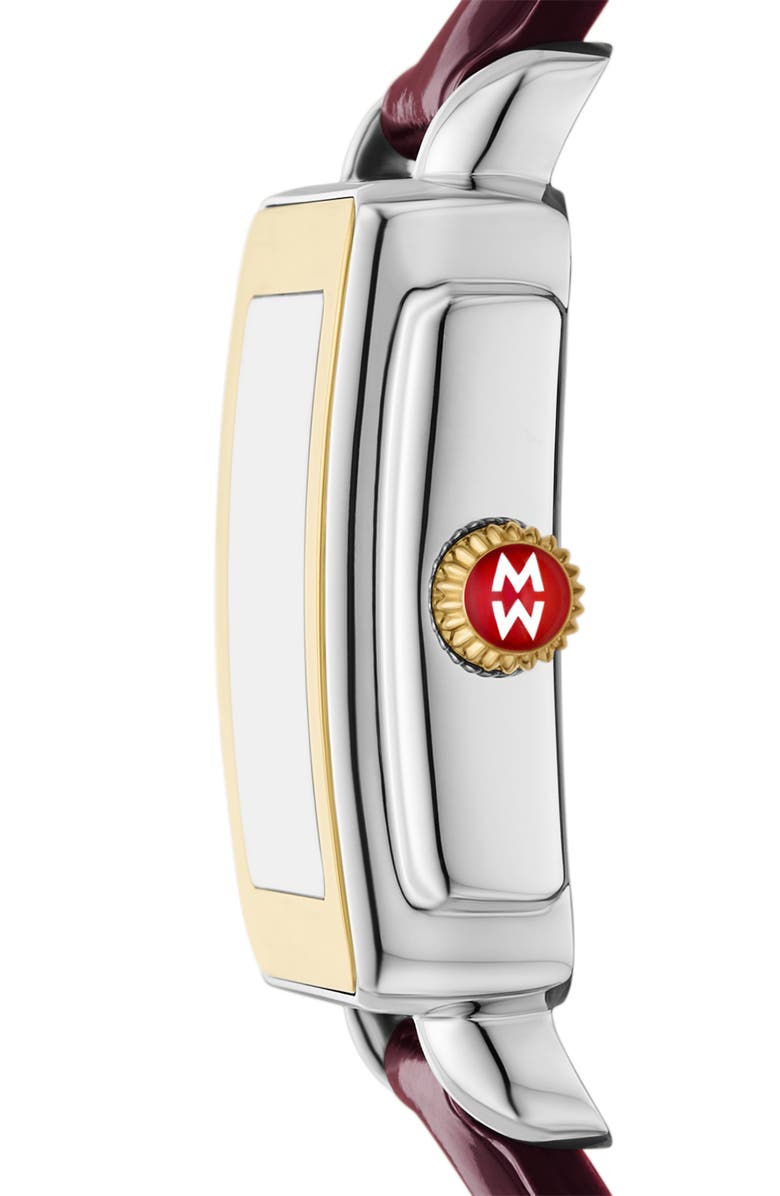 MICHELE Deco Sport Mid Leather Strap Watch, 29mm x 31mm, Alternate, color,