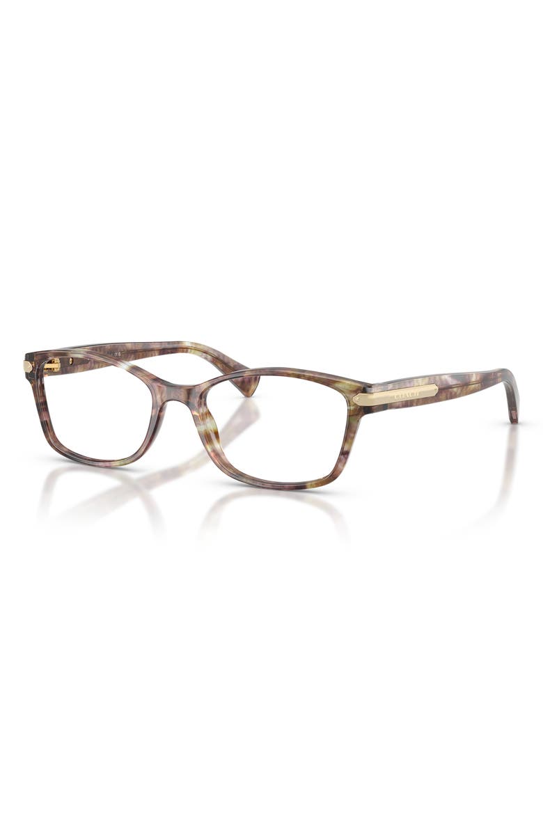 COACH 53mm Rectangular Optical Glasses, Alternate, color, Brown Confetti / Demo Lens