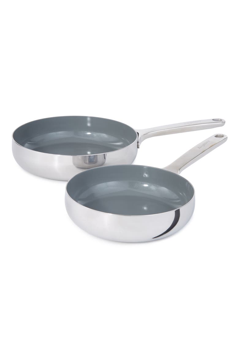 Belly Tri-Ply Stainless Steel 2-Piece Fry Pan Set, Main, color, STELLAR