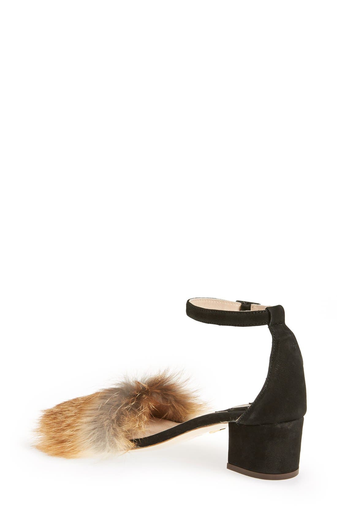 Brother Vellies 'Dhara' Genuine Fox Fur Ankle Strap Sandal, Alternate, color, 