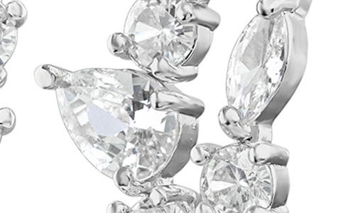 Cz By Kenneth Jay Lane Cubic Zirconia Curved Drop Earrings In Silver