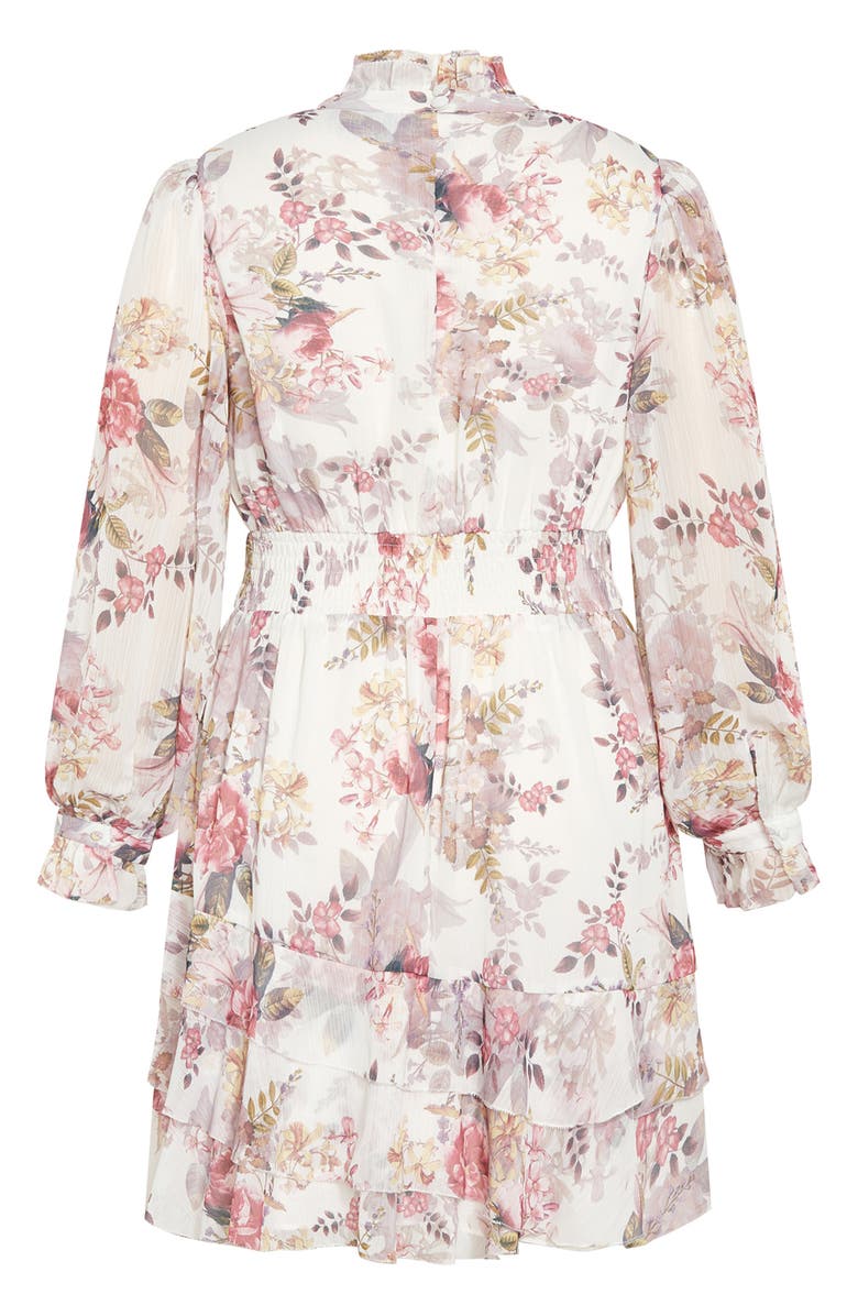 City Chic Amani Floral Print Long Sleeve Dress, Alternate, color, Floral