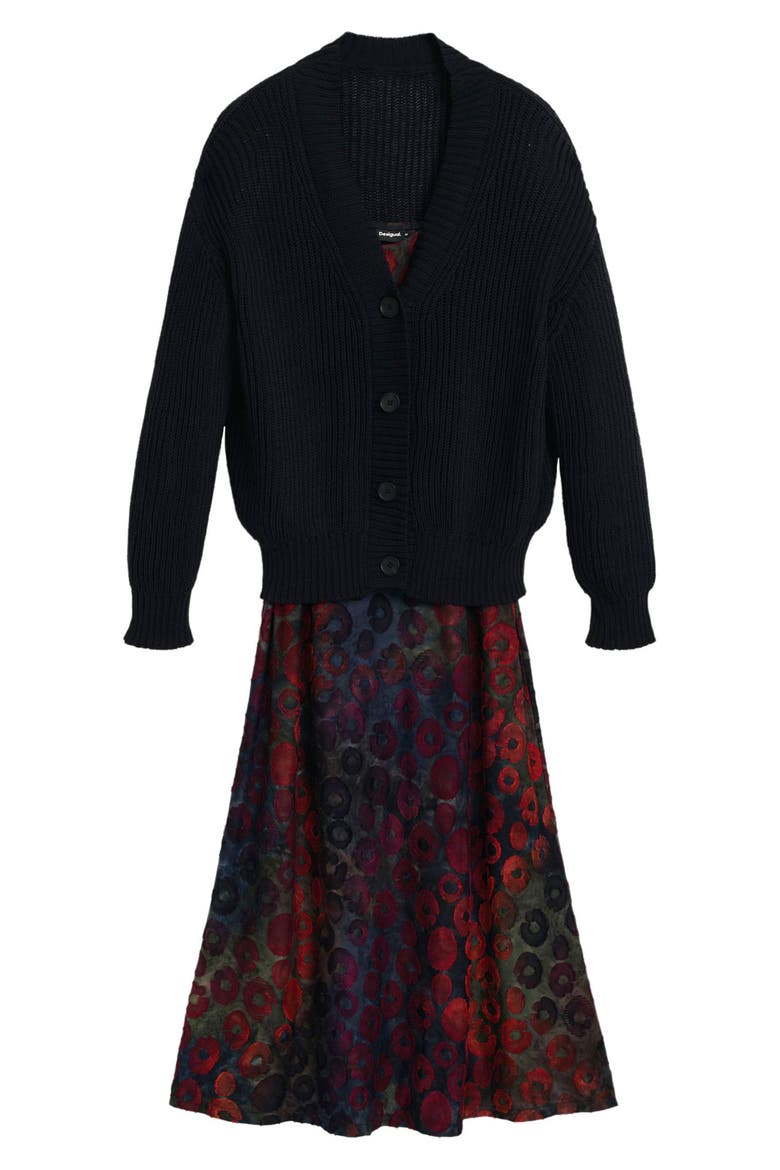 Flocked Animal Slipdress, Alternate, color, RED MULTI