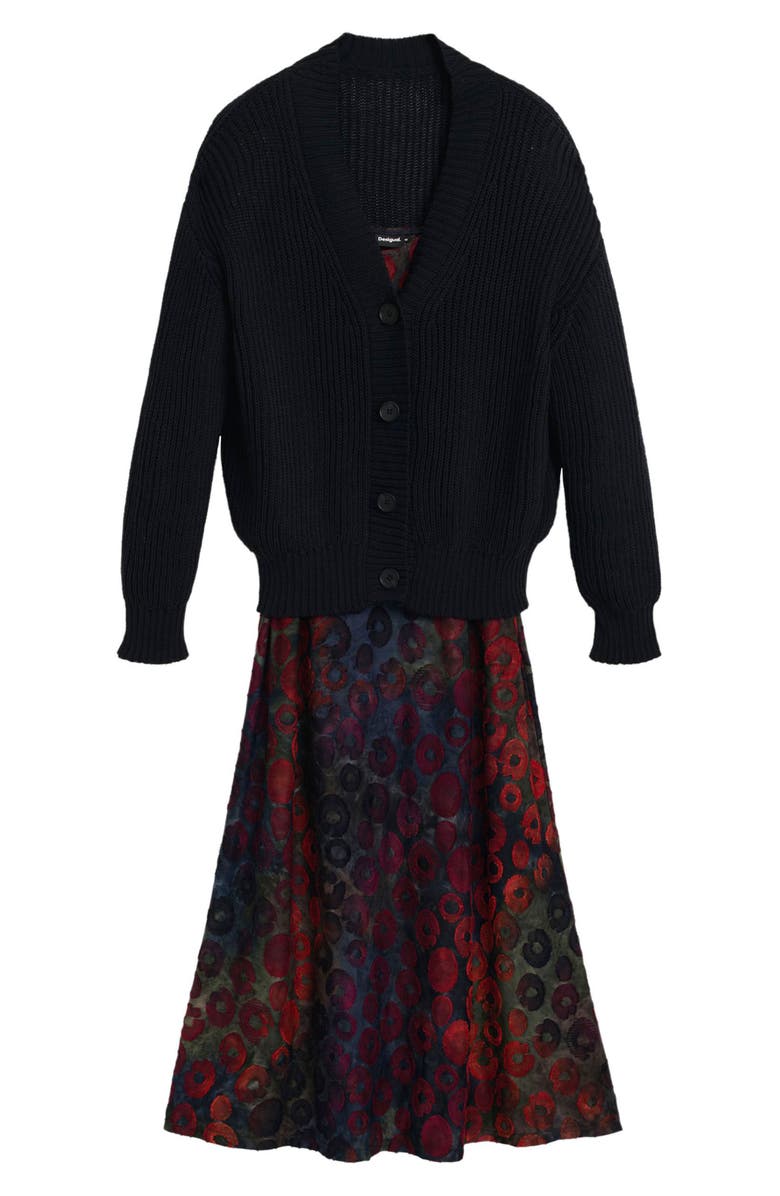 Desigual Flocked Animal Slipdress, Alternate, color, Red Multi