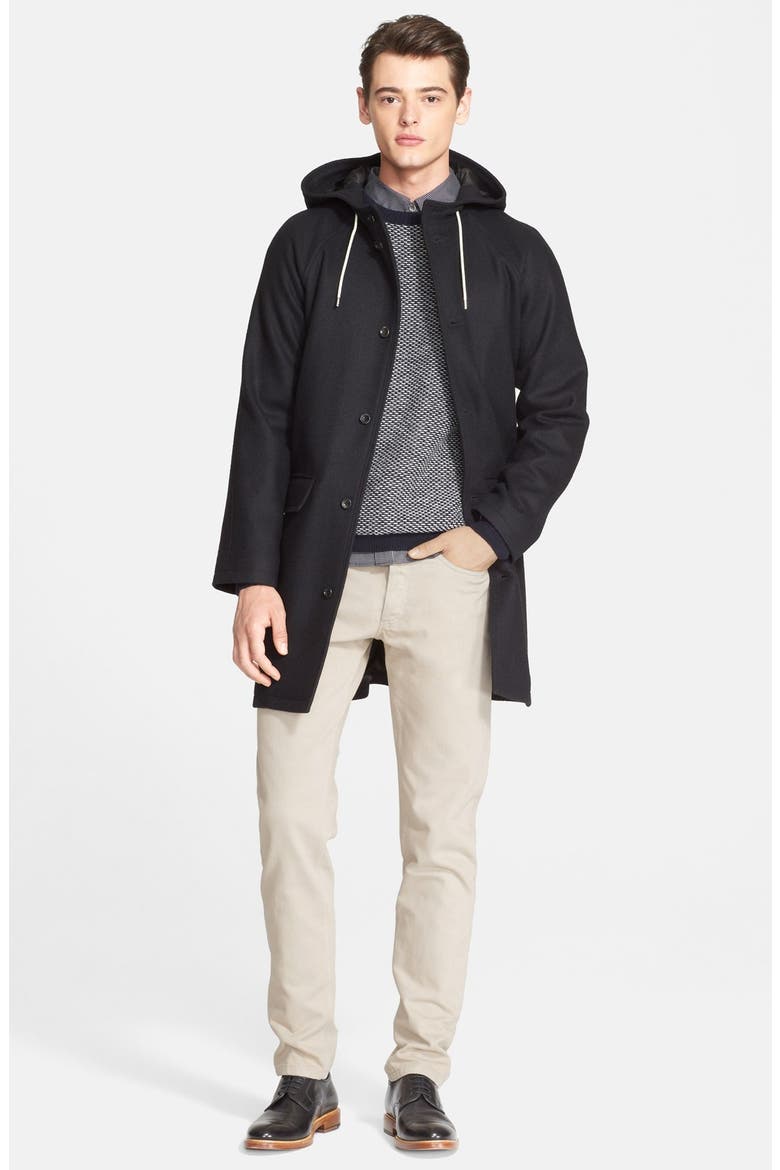 Hooded Wool Jacket, Alternate, color, NOIR