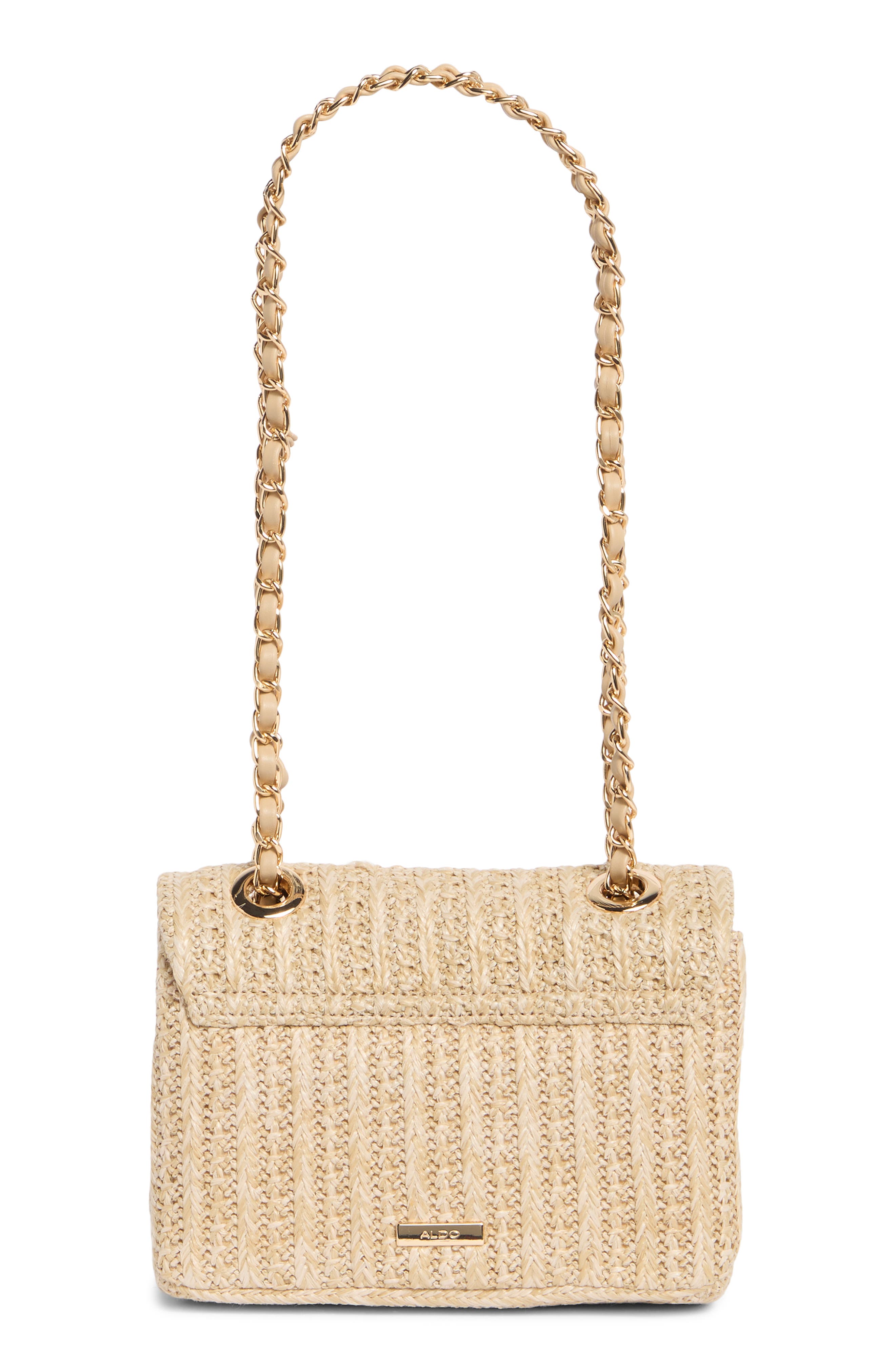 ALDO Charm Raffia Shoulder Bag, Alternate, color, Natural