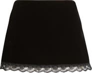 Bella Venice The Lucille Lace Trim Velvet Miniskirt