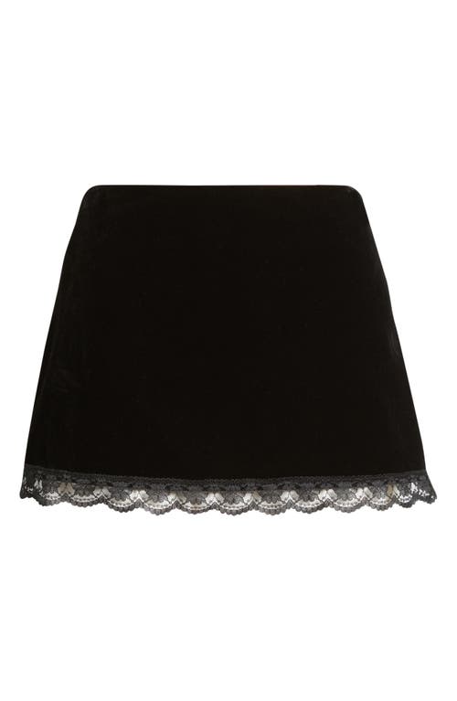 Bella Venice The Lucille Lace Trim Velvet Miniskirt In Black