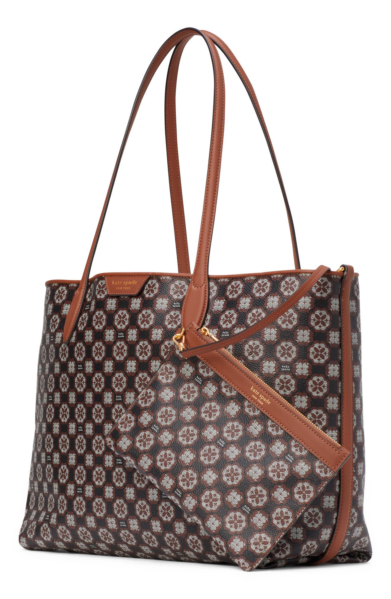 Kate Spade New York spade flower monogram coated canvas tote, Alternate, color, 