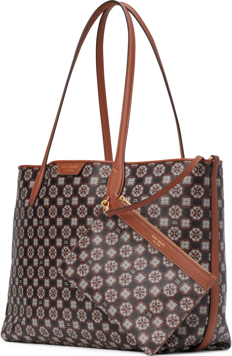 Kate Spade New York spade flower monogram coated canvas tote, Alternate, color,
