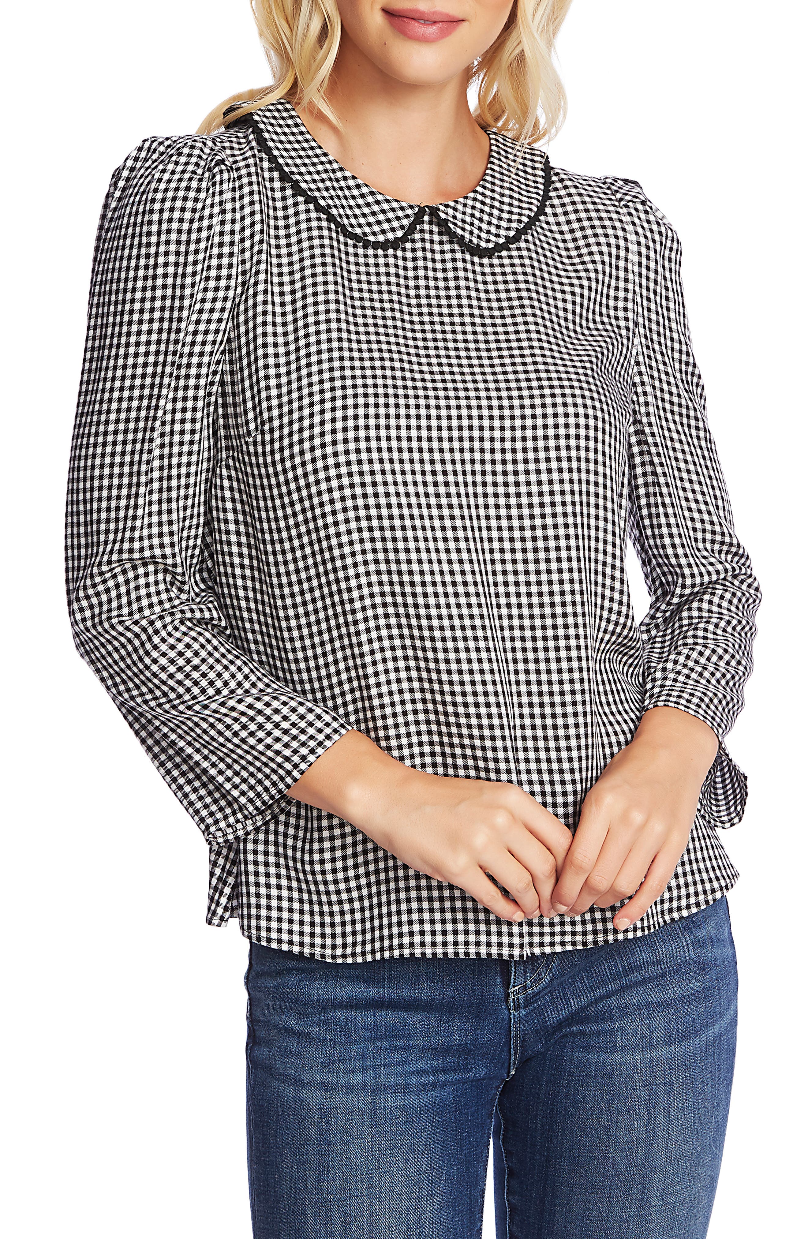 CeCe Gingham Refresh Peter Pan Collar Top (Women) | Nordstromrack