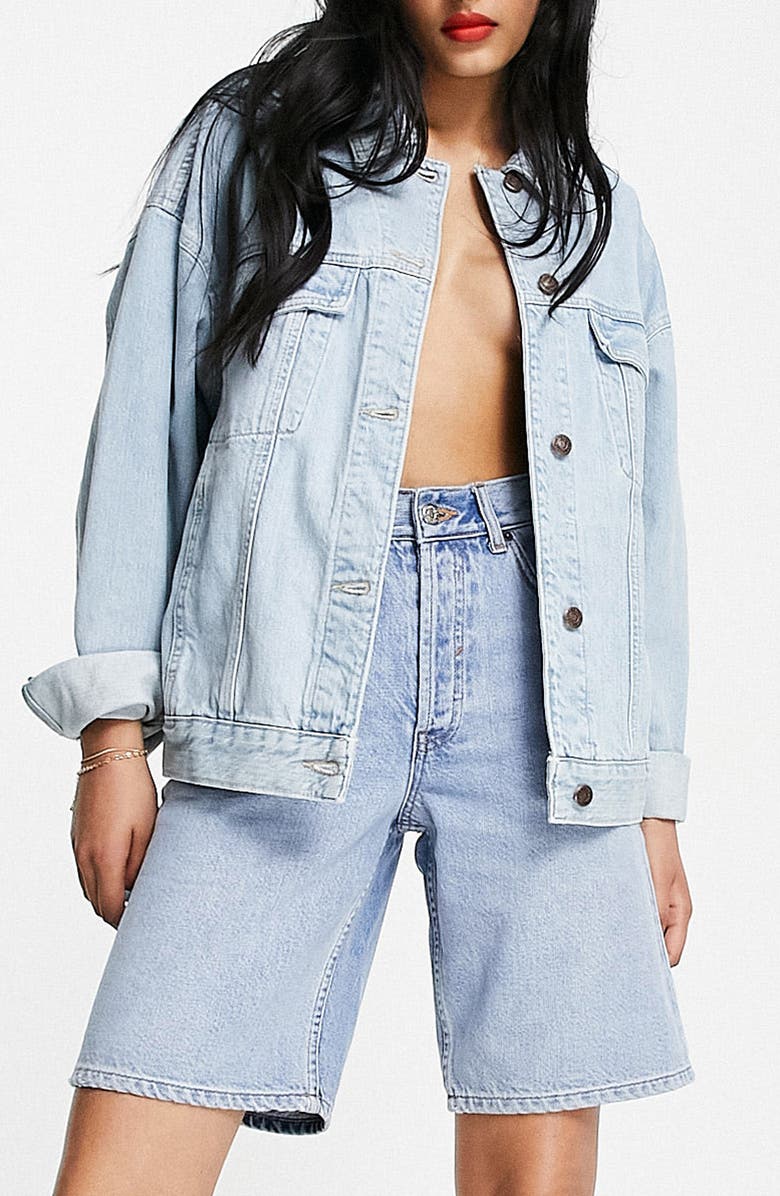 Topshop Women's Editor Denim Bermuda Shorts, Alternate, color,