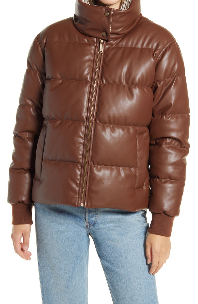 Sam Edelman Faux Leather Puffer Jacket, Alternate, color, 
