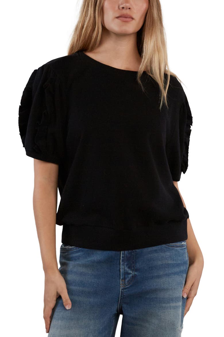 Silver Lining Puff Sleeve Sweatshirt, Main, color, BLACK ONYX