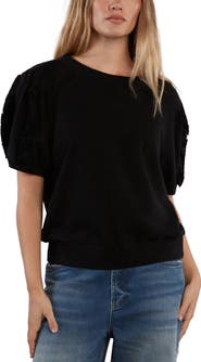 Wash Lab Denim Silver Lining Puff Sleeve Sweatshirt