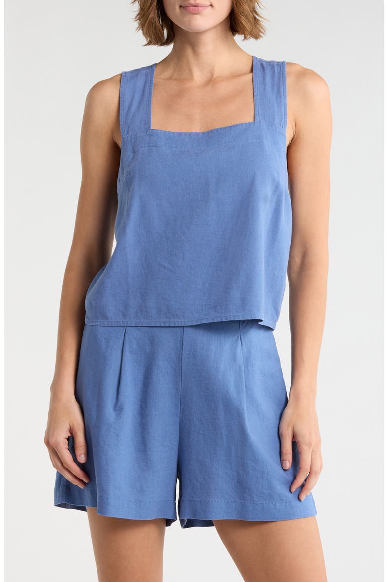 Irene Linen Blend Top, Main, color, DELPHINIUM BLUE
