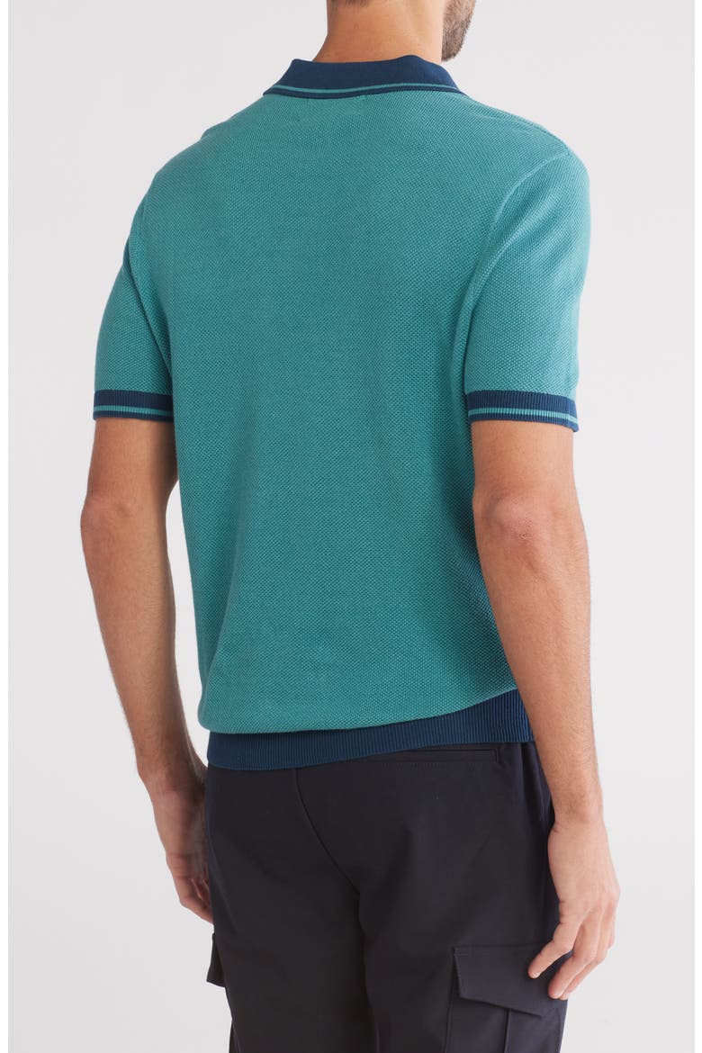 Honeycomb Textured Cotton Polo, Alternate, color, TEAL