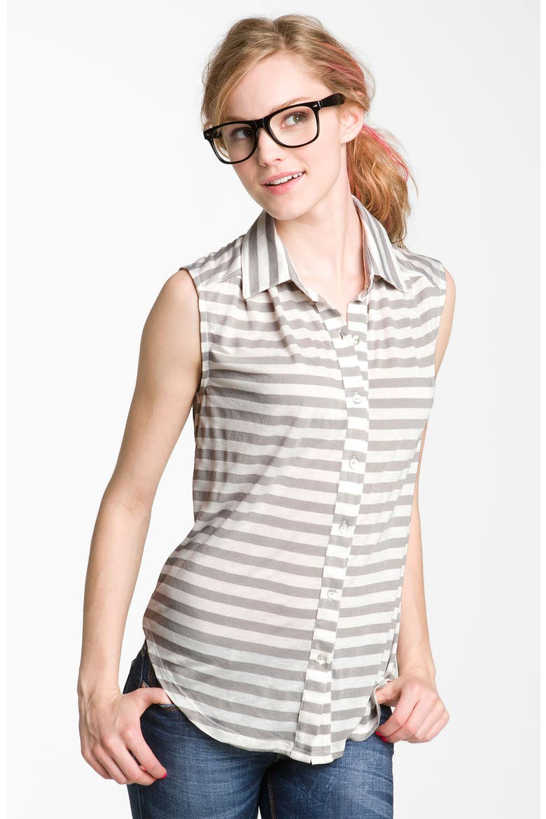 Dee & Ray Stripe Sleeveless Shirt, Main, color, GREY