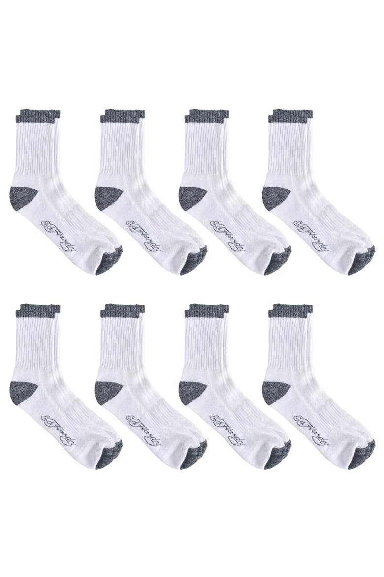 Basic Half Cushion Mid Crew Sock 8-Pack, Alternate, color, White