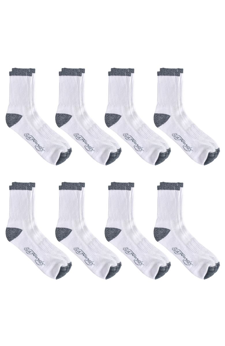 Ed Hardy Basic Half Cushion Mid Crew Sock 8-Pack, Alternate, color, White